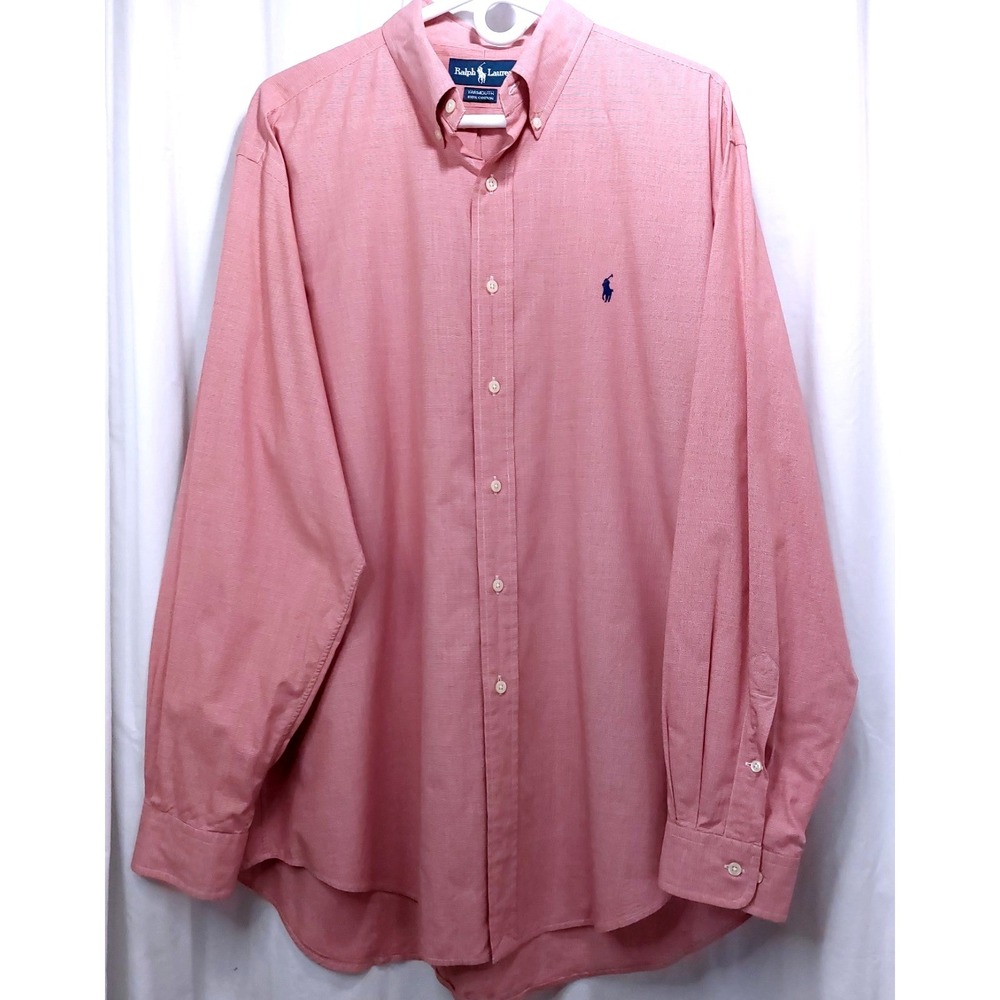 Ralph Lauren Mens Yarmouth Long Slv Red Micro Check Button Down Sz 16.5 34/35